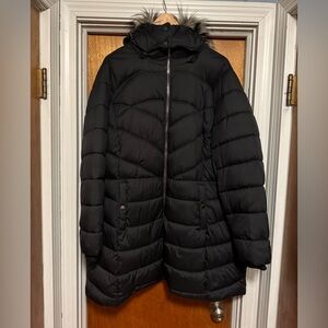 Lane Bryant Black Puffer Coat with Removable Faux Fur Hood Sz 18/20